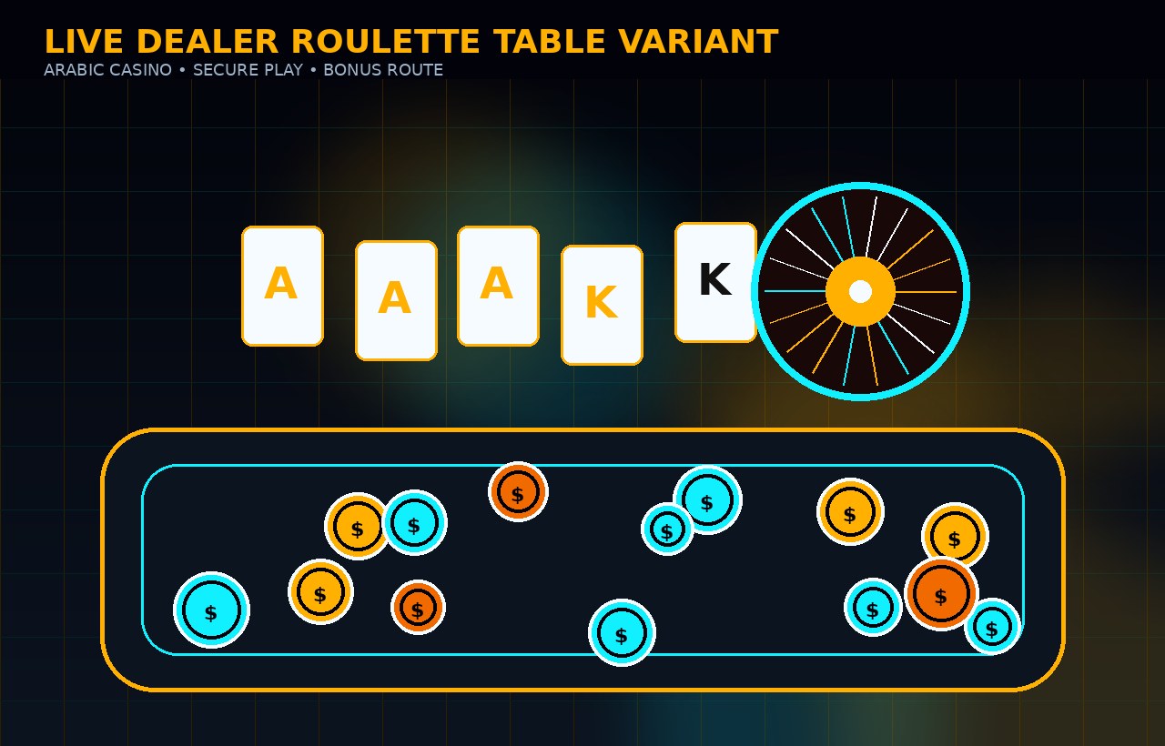 Realistic casino chips and dealer table for Arabic players