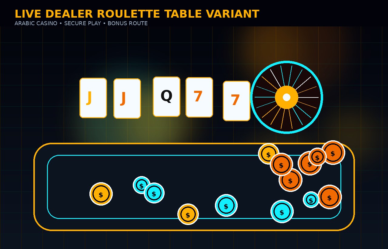 Live roulette casino table with chips